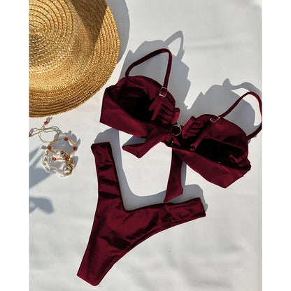 Sexy Women Swimsuit Push Up Swimwear Sexy Bikini Set Brazilian Biquini Female Swimming Suit Solid Beachwear