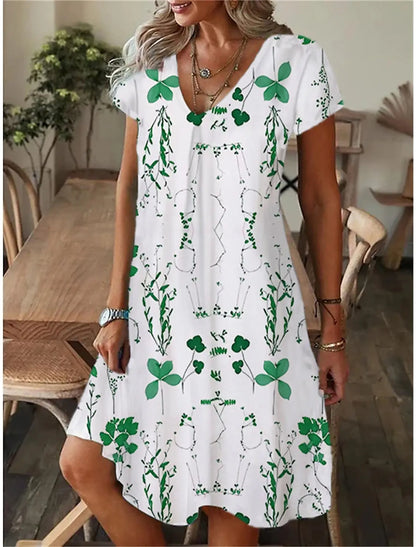 Women's Casual Loose Fitting Short Sleeved Dress T-shirt Style Mini Dresses Summer Casual Loose Dress Vestidos