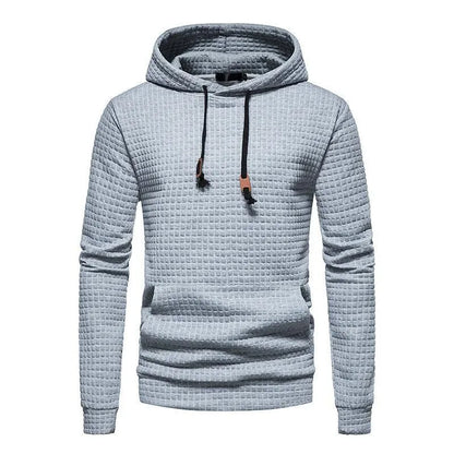 2024 new men's casual large pocket pullover, small checkered jacquard sweatshirt, checkered hoodie, fashionable sportswear