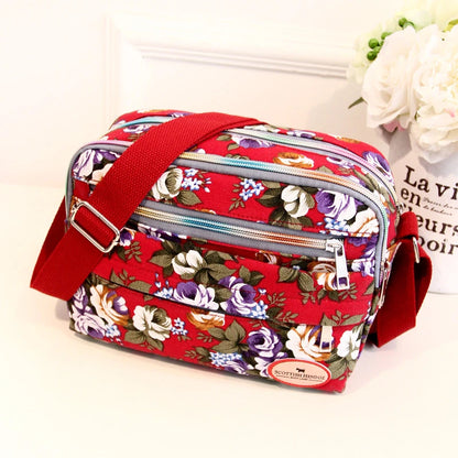 Multiple Pockets Women Handbags Female Shoulder Bags Canvas Messenger Bags Zipper Printed Ladies Crossbody Bag Vintage Bolsas