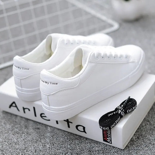 PU Leather White Shoes New Fashion Platform Shoes Solid Color Casual Shoe Classic Sneakers