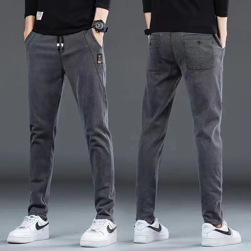 2024 New Korean Fashion Summer Thin Loose Jeans Mens Drawstring Pants Golf Joggings Jeans Man Japanese Streetwear Harem Trousers