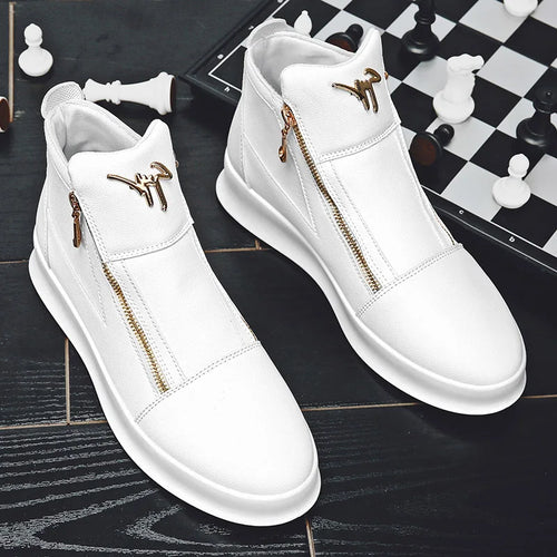 Fashion Brand Mens High-top Sneakers Hot Sale White Platform Casual Shoes Men Zipper Designer Sneakers Street Skateboard Shoes