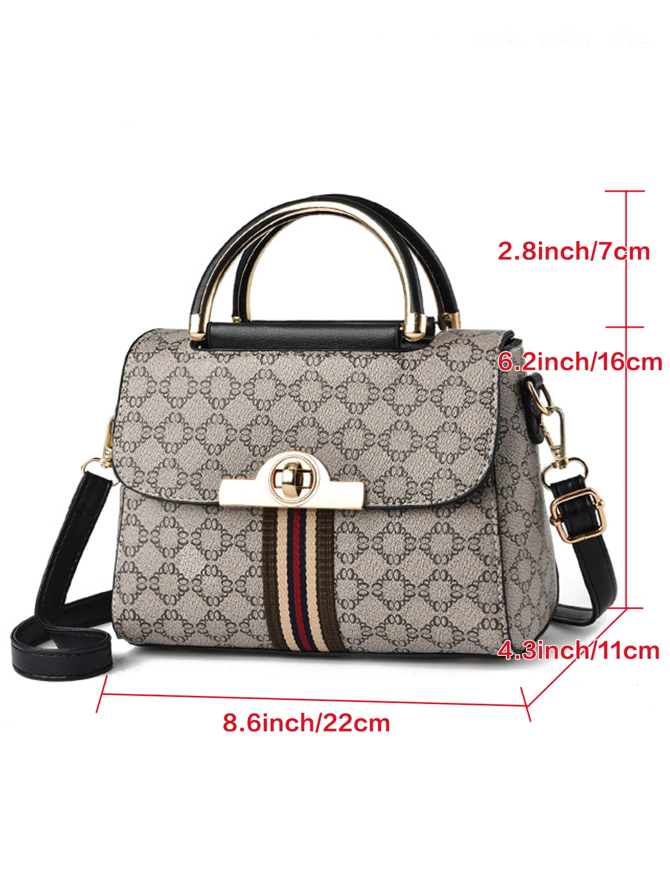 Fashionable geometric printed decorative handbag, elegant and versatile shoulder bag, large capacity crossbody bag