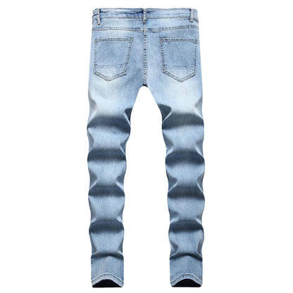Fashion Men's Slim Jeans New Casual Pencil Pants Zipper Hole Denim Pants Punk Skinny Pantalones High Street Clothing Slim Jeans