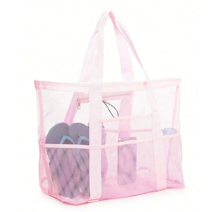 Picnic Beach Bag Women Mesh Transparent Swim Storage High Capacity Shopping Bags Tote