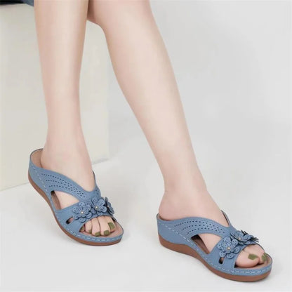 High Quality Women's Simple Shoes Summer Retro Roman Sandals Women Casual Flower Wedge Sandals Slippers Women Platform Slippers