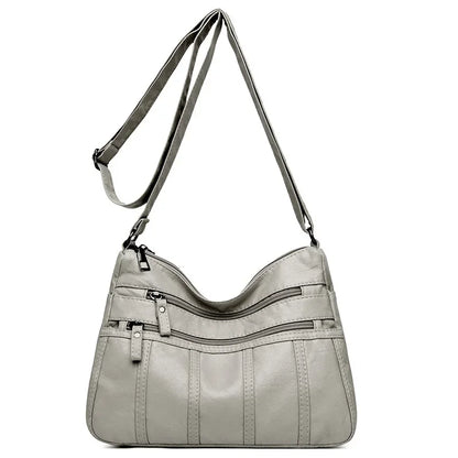 Fashion Soft Leather Crossbody Bags for Women 2025 Casual Female Multi Pocket Messenger Bags Retro Handbags Ladies Shoulder Bags