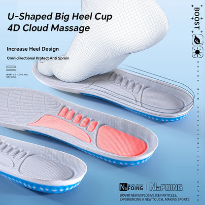 New Sport Insoles For Shoes High Elasticity Triple Shock Absorbing Sole Pad PU Memory Foam Air-cushion Super Soft Sneakers Soles
