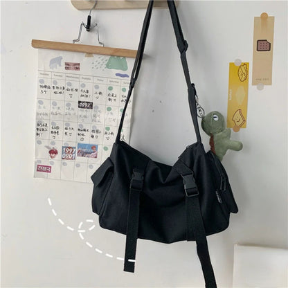 Canvas Crossbody Bags for Women Youth Men Fashion Casual Large Capacity Handbags Shoulder Bags Solid Color Ladies Messenger Bag