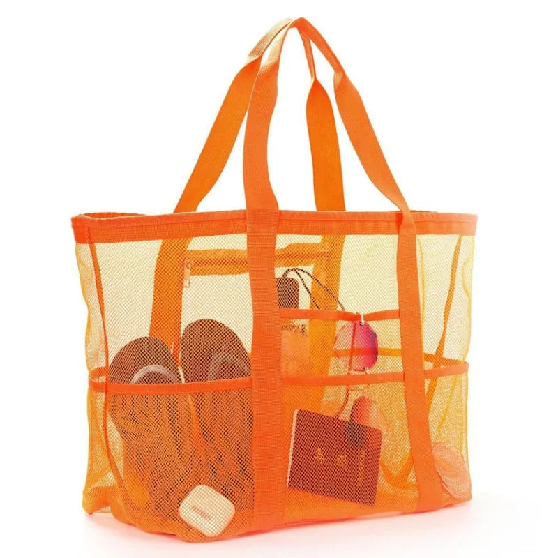 Picnic Beach Bag Women Mesh Transparent Swim Storage High Capacity Shopping Bags Tote