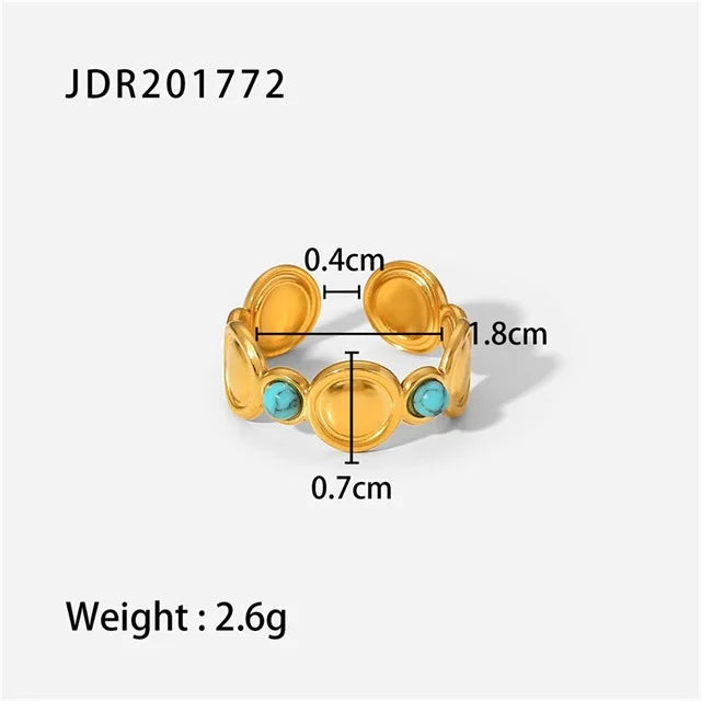 Youthway New Design Natural Stone Stainless Steel Ring Women Waterproof Stylish Golden Jewelry 2022 NEW Set