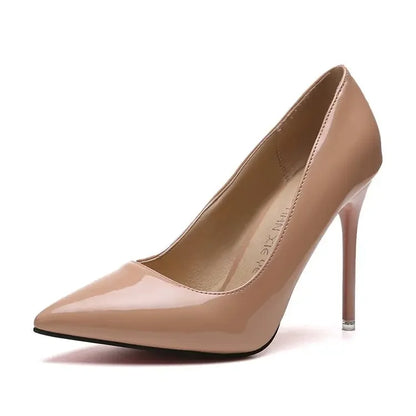 HOT Plus Size 34-44 HOT Women Shoes Pointed Toe Pumps Patent Leather Dress High Heels Boat Shoes Wedding Shoes Zapatos Mujerd76