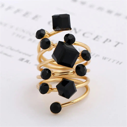Irregular Geometric Chunky Stone Opening Rings for Women Rhinestone Crystal Wedding Rings Creative Party Jewelry Holiday Gifts