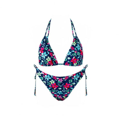 1 Set  Women Swimsuit  Padded  Three-point  Stretchy  Beautiful Floral Print Bikini Set  for Swimming Pool