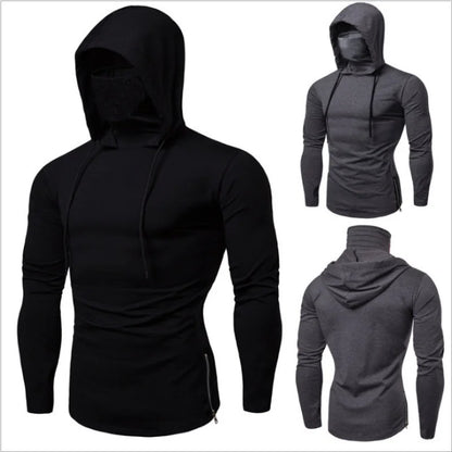 2025 Men Balaclava Zip Hoodie Winter Warm Casual Sweatshirt with Hooded Face Mask Zipper Design Sports Jacket Outdoor Activities