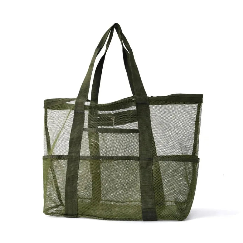 Picnic Beach Bag Women Mesh Transparent Swim Storage High Capacity Shopping Bags Tote