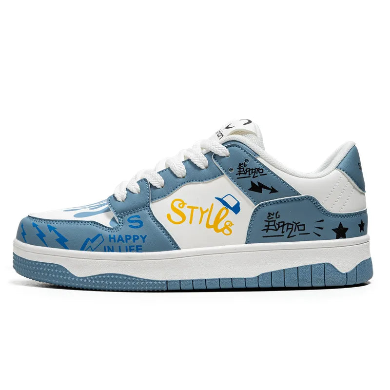 Fashion Blue Designer Skateboard Shoes Men Streetwear Hip hop Sneakers Men Luxury Platform Skateboard Sneakers Men basket homme