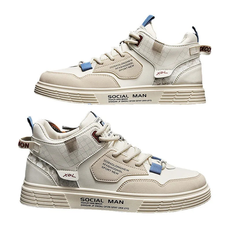 Men's Casual Shoes Skateboarding Shoes Lightweight high top Men Shoes Flat Lace-Up Sneakers Male Business Travel Tenis Masculino