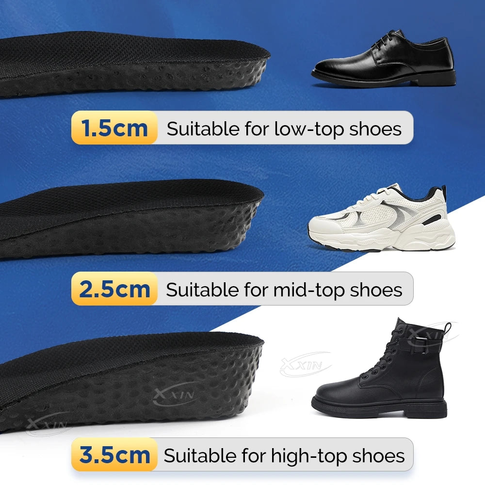 【Xxin】1.5/2.5/3.5cm Height Increased Shoe Insoles Invisiable Shock Absorption Insole Gel Shoe Pad