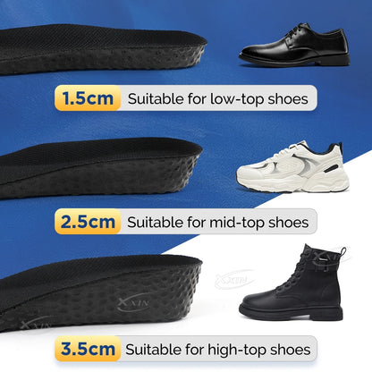 【Xxin】1.5/2.5/3.5cm Height Increased Shoe Insoles Invisiable Shock Absorption Insole Gel Shoe Pad