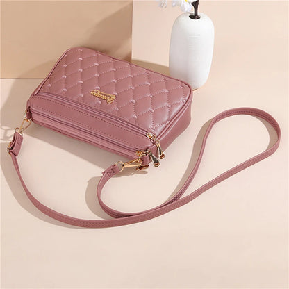 PU Leather Crossbody Bags Zipper New Fashion Shoulder Bag for Women Large Capacity Embroidery Thread Small Purse and Handbags