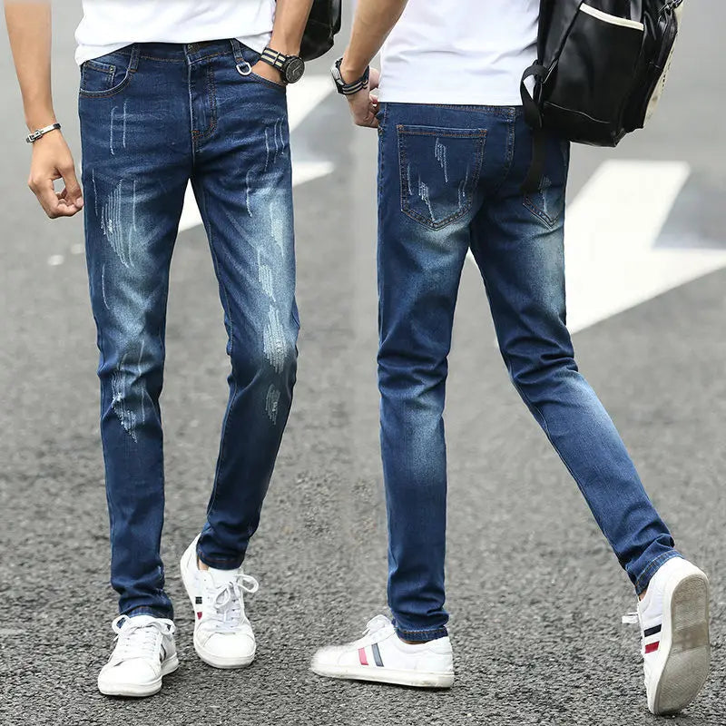 Fashion Stylish Korean Style Clothes Classic Kpop Streetwear Luxury Slim-Fit Smoke Gray Men's Jeans Casual Cowboy Pants for Men