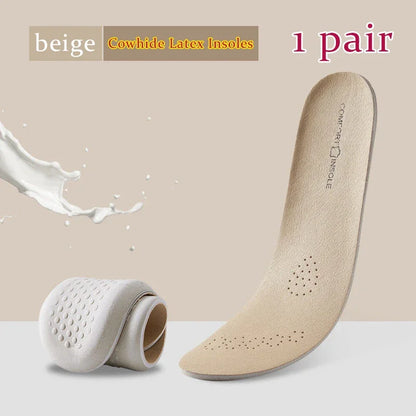 Cowhide Insoles Leather Latex Sports Insole Shoes Arch Support Soft Shoe Pads Shock Absorbing Plantar Fasciitis Template Inserts