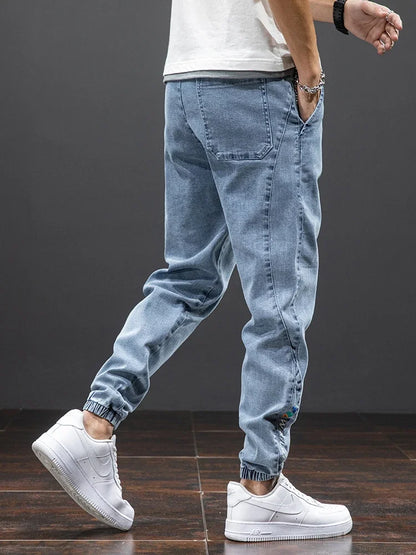 Spring Summer Black Blue Cargo Jeans Men Streetwear Denim Jogger Pants Men Baggy Harem Jean Trousers Plus Size M-8XL