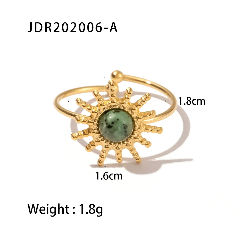 Youthway New Design Natural Stone Stainless Steel Ring Women Waterproof Stylish Golden Jewelry 2022 NEW Set
