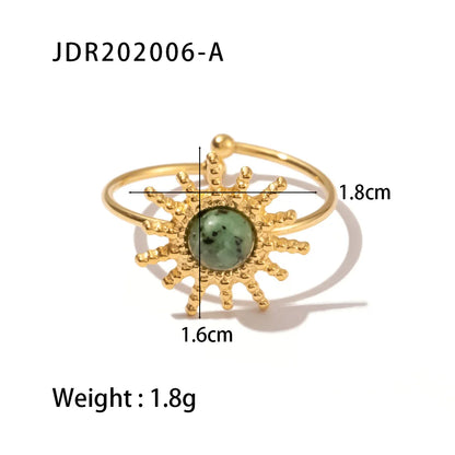 Youthway New Design Natural Stone Stainless Steel Ring Women Waterproof Stylish Golden Jewelry 2022 NEW Set