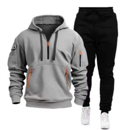 New Men Autumn Winter Sets Zipper Hoodie Pants Pieces Casual Tracksuit Male Sportswear Brand Clothing Sweatsuit