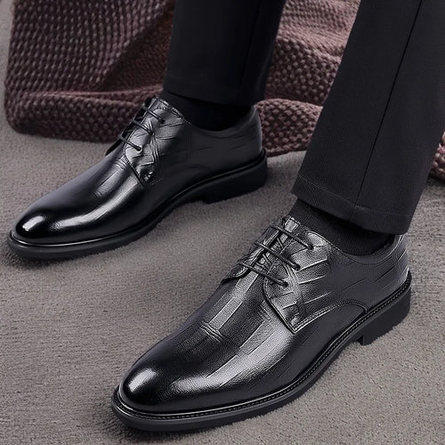 Men's New Business Dress Leather Shoes Men's British and Korean Version Casual Breathable Pointed Groom Best Man Wedding Shoes