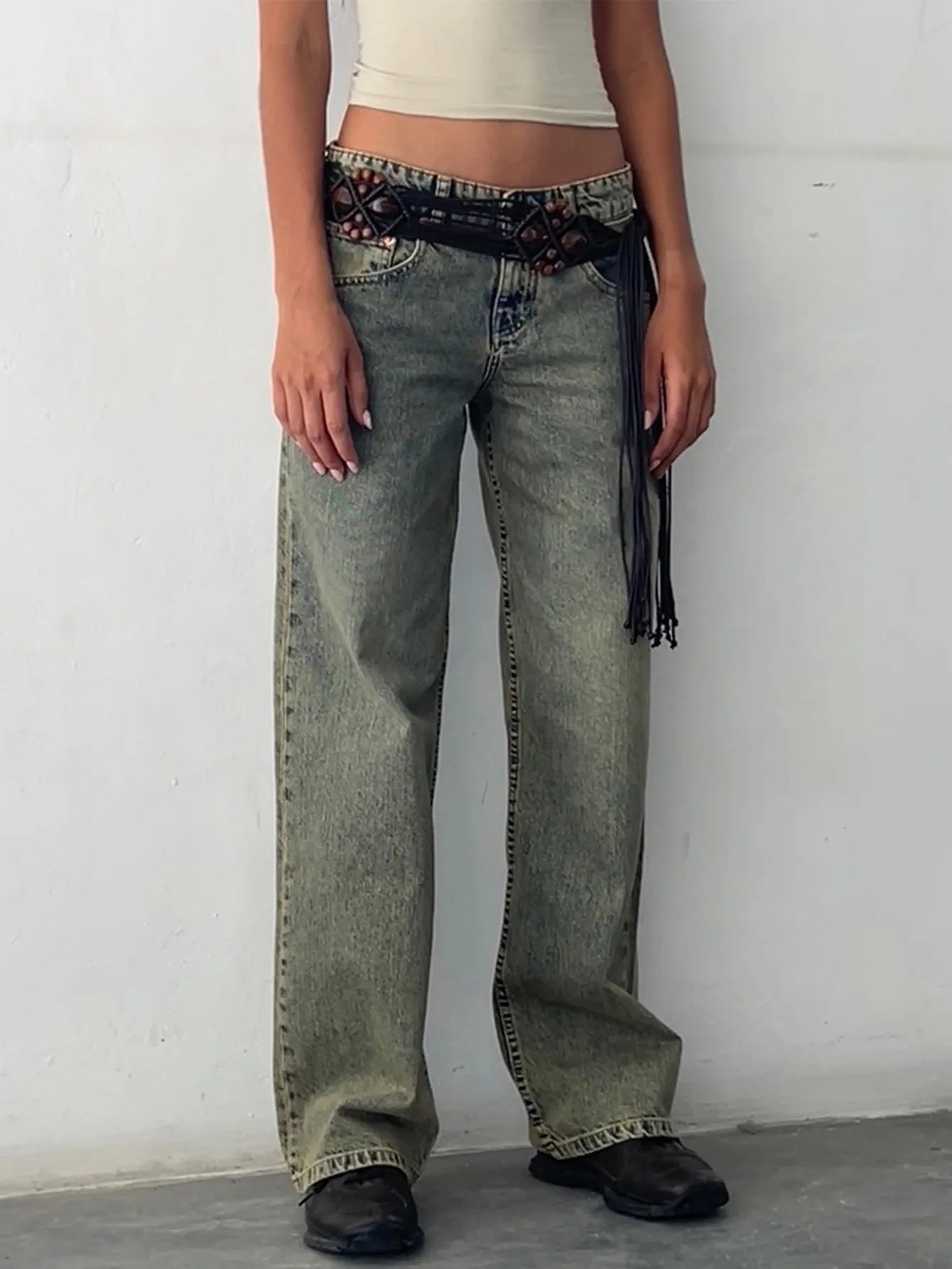 High Quality Women's Straight Leg Jeans Four Seasons New Fashion Loose Low Waist Wide Leg Pants Women's Casual Elasticless Jeans