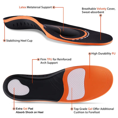 Orthopedic Insoles for Men Women Comfort Sneaker Flat Feet High Arch Support Shock Absorption BreathableCorrection Pads