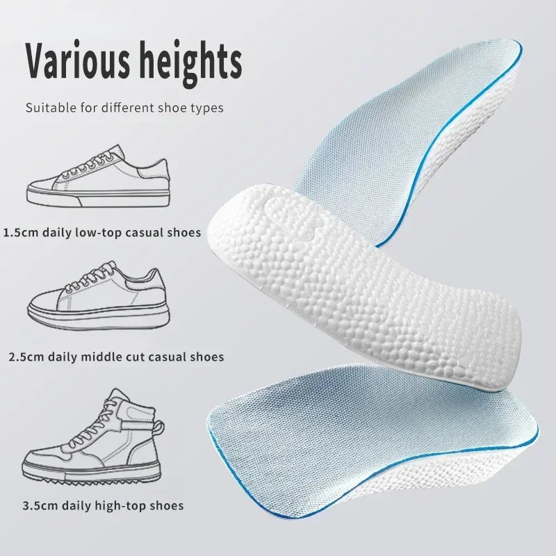 Height Increase Insoles for Men Women Shoes Flat Feet Arch Support Orthopedic Insoles Sneakers Heel Lift Memory Foam Shoe Pads