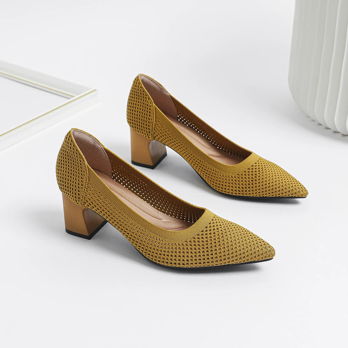 High Heel Women's 2025 Spring and Autumn New Soft Knitted Breathable and Comfortable Shoes