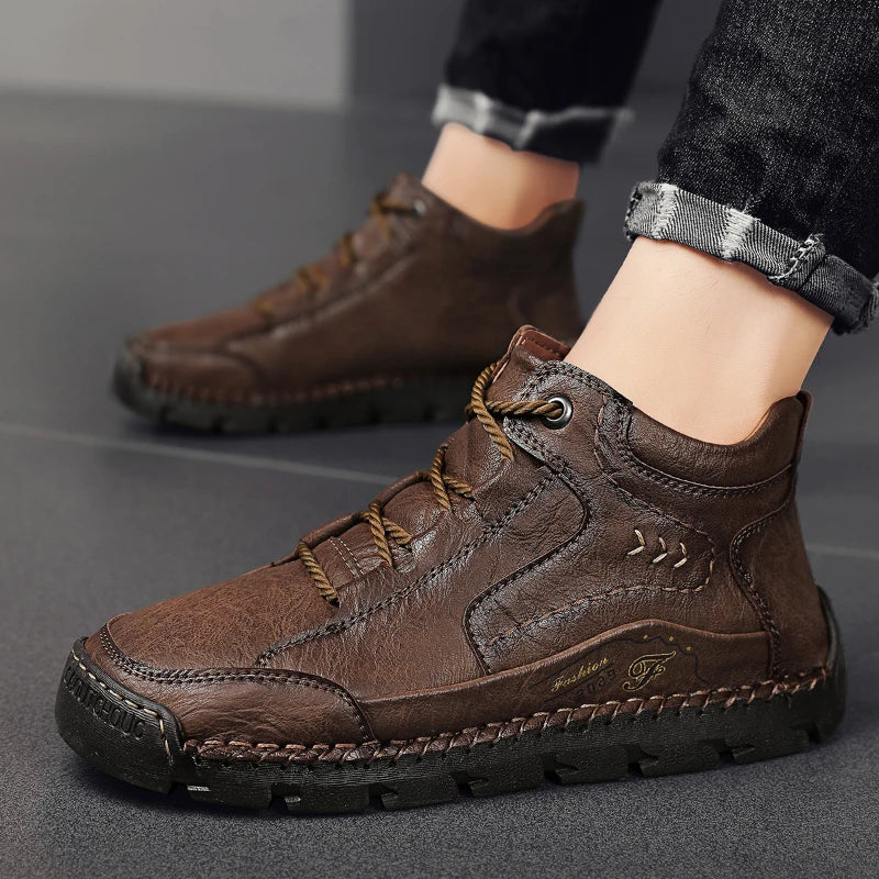 2025 Spring And Autumn Business Casual Versatile Comfortable Lace-Up Leather Shoes Casual Shoes Soft Leather Boots Fashion