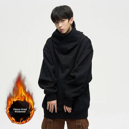 Men's Hoodie Sweatshirt Winter Thickened Fleece American Style High Street Outerwear Casual Comfortable Loose Fit Streetwear
