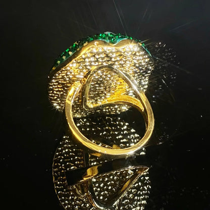 Color Changing Stone Zultainite Natural Tourmaline Edging Finger Rings for Women Sudan Crystal Peacock Green Design Jewelry