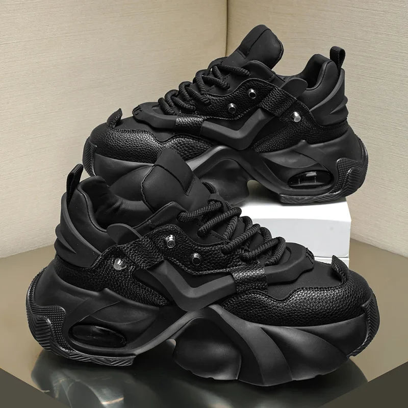 Men Chunky Sneakers Platform Shoes Outdoor Comfortable Sports Shoes for Men Lace Up Tennis Shoe New Height Increasing Male Shoes