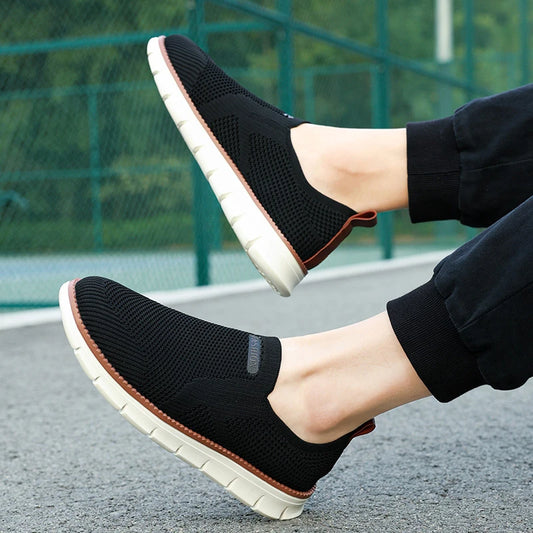 British Style Men's Shoes Autumn Breathable Sports Shoes Flying Mesh Shoes Men's Comfortable Casual Running Trend Shoes New