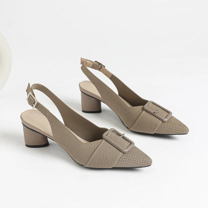 Women's High Heel Sandals Large 42/43 Pointed Knitted Breathable Non slip Rubber Sole 2025 New (5cm High)