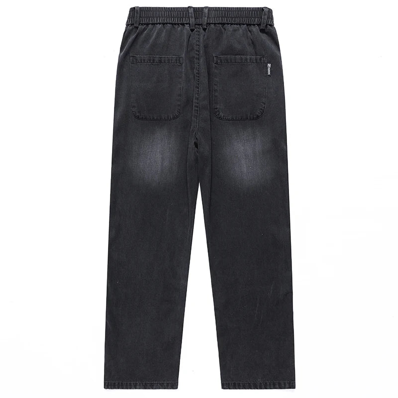 Spring & Summer Essential! Men's Tencel Jeans, Thin Ice - Silk Fabric, High - Street Loose Straight Cut, Drapey, Elastic Waist w