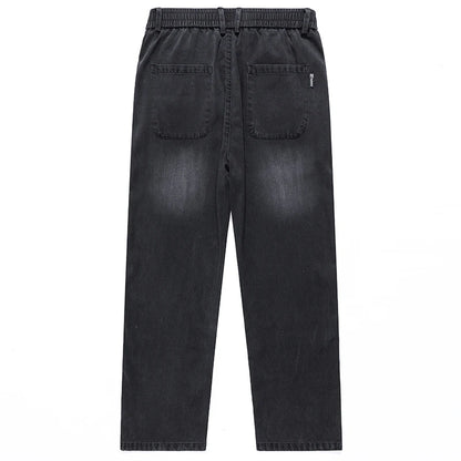 Spring & Summer Essential! Men's Tencel Jeans, Thin Ice - Silk Fabric, High - Street Loose Straight Cut, Drapey, Elastic Waist w