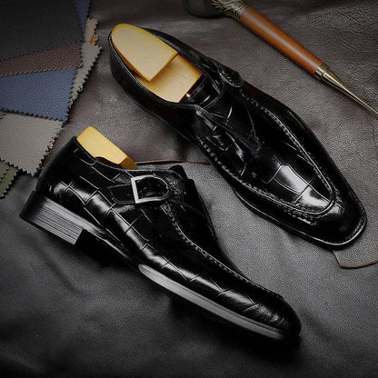 Retro Black Men Loafers Pu Leather Square Toe Slip-On Business Mens Formal Shoes Handmade Dress Shoes Size 38-48 Men Shoes