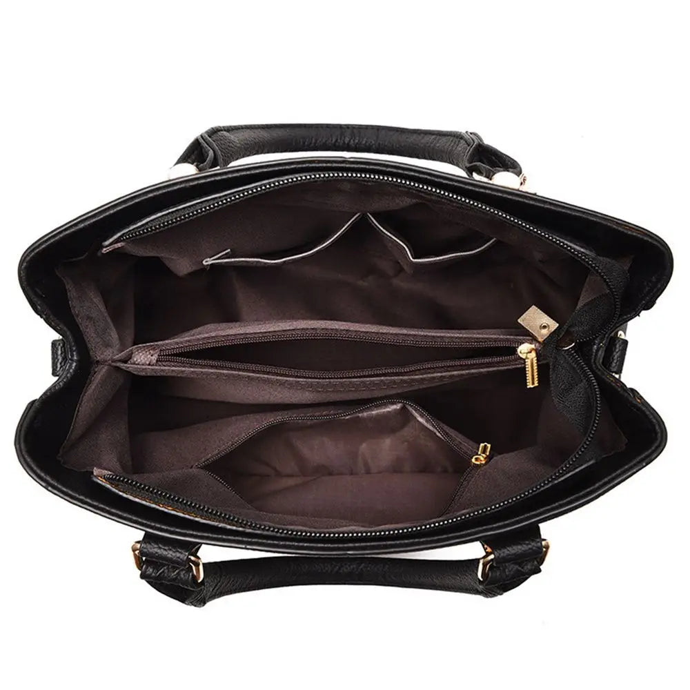 Women's Handbag Metal Hollow Carving Decor Shoulder Bag Fashion Purse Leather Bag Large Capacity Handbag Satchel Bag Mom's Bag
