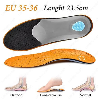 Leather Orthopedic Insole Orthotic Arch Support Instep Flat Foot Shoe Pad PU Latex Antibacterial Active Carbon Foot Care Unisex