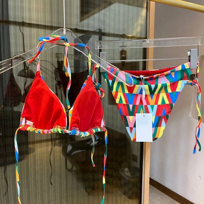 Luxury Brand Design 2025 Summer Swim Bikini Print Swimsuit 2 Piece Set For Women Sexy Swimwear Tankini Ladies Beach Wear Clothes