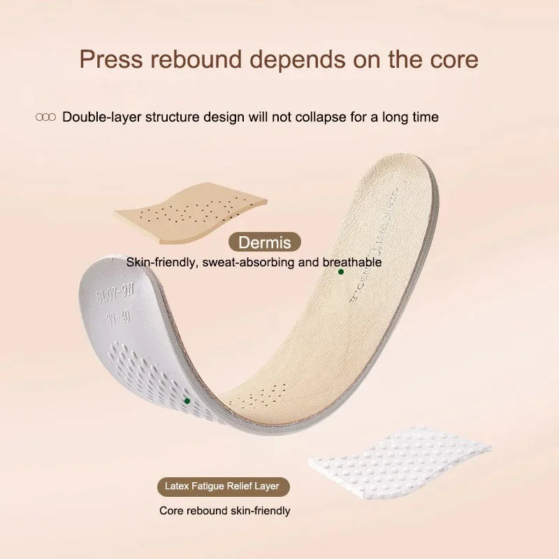 Cowhide Insoles for Shoes Arch Leather Latex Sports Insole Support Shoe Pads Shock Absorbing Plantar Fasciitis Template Inserts